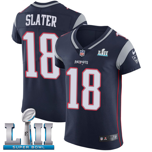 Nike Patriots #18 Matt Slater Navy Blue Team Color Super Bowl LII Men's Stitched NFL Vapor Untouchable Elite Jersey